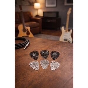 Elixir Heavy Guitar Picks Set of 6 Black Gray 1.0mm Celluloid